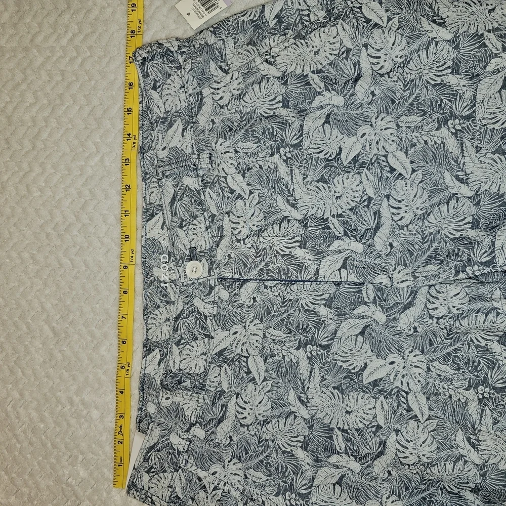 Gray And Blue  Leaf Print Pants
